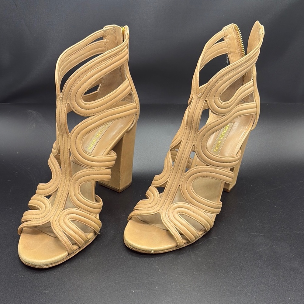 Michael Kors Tan‎ Heeled Sandals with Strappy Design